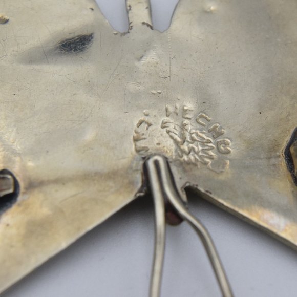 Vintage Alpaca Silver & Abalone Butterfly Brooch - Picture 5 of 6